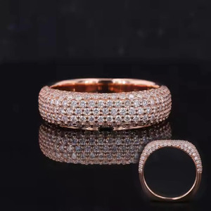 Round Cut Pave <b>Set</b> Unisex Wedding Band 925 <b>Sterling</b> <b>Silver</b> Rhodium Plated Stackable Cluster <b>Ring</b> Hip Hop Style Statement Jewelry - Product Image 1