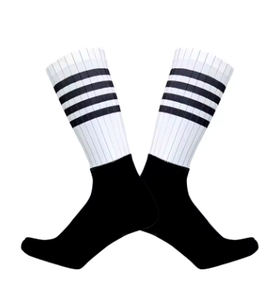 Black Crew <b>Socks</b> with <b>White</b> Stripes Breathable Anti-Slip All Seasons Outdoor Sports - Product Image 5