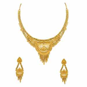 Wholesale Brass 14K 18K 24K Dye Gold Plated Short Fashion Necklaces, Traditional Design Jewelry Set, Forming Short Necklaces Set - Product Image 3