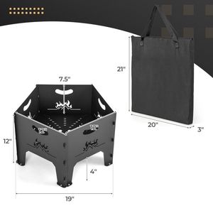 Pozzo del fuoco portatile pieghevole da 19 pollici con custodia pronta per un facile utilizzo all'aperto - Product Image 4