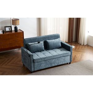 Divano Letto Estraibile da 144,5 cm con Schienale Reversibile, Tasche Laterali e Due Porte USB per Telefoni, Ideale per Spazi Ristretti - Product Image 3