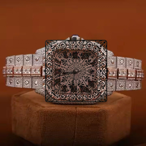 AMBER JEWELS นาฬิกาข้อมือทรงสี่เหลี่ยมหรูหรา สีเงิน กระจกคริสตัล มอยส์ซาไนต์ ตัวเลขโรมัน อนาล็อก CITIZEN ระบบควอตซ์ กันน้ำ - Product Image 2