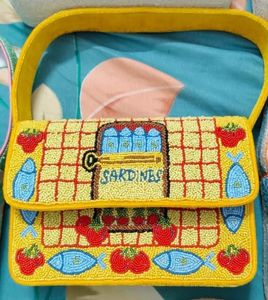 Luxury Handmade Beaded Square Shoulder Bag Women Girls Boho Floral <b>Cherry</b> Embroidery Soft Comfortable Wide Shoulder Straps - Product Image 3