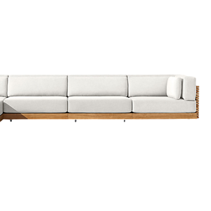 Conjunto de Sofás de Esquina para Exteriores de Estilo Contemporáneo, Sofá Modular Minimalista de Teca Sólida en Forma de L, Cojín Cómodo e Impermeable - Product Image 4