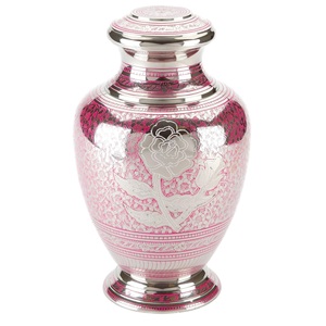 Urna Distintiva para Cenizas con Diseño Grabado Ornamentado, Acabado Rosa Plateado, Recuerdo Conmemorativo - Product Image 3