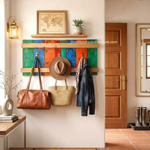 Perchero de Pared de Madera con 3 Ganchos, Estilo Rústico, Antiguo y Vintage, Hecho a Mano, Ecológico y Duradero, para Colgar Abrigos y Llaves - Product Image 2