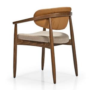 Elegante Silla de Comedor de Madera Maciza con Reposabrazos Curvos, Cojín de Tela Premium y Diseño Moderno Minimalista, Perfecta para Comedor o Sala de Estar - Product Image 2