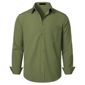 Chemise habillée formelle unie à manches longues, col boutonné, respirante, infroissable, best-seller, prix abordable, pour homme d'affaires - Product Image 3