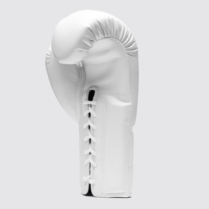 Gants de boxe d'entraînement en cuir véritable blancs avec logo personnalisé Pro X Fly Sparring, fermeture à lacets pour la poignet, pour la gym - Product Image 3