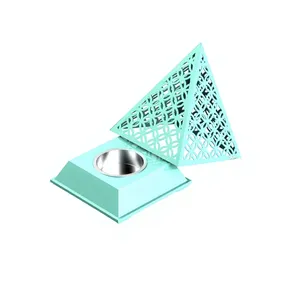 Quemador de Incienso Indio Ecológico Geométrico en Forma de Pirámide de Bambú Verde Menta, Calentador de Aceite para Aromaterapia, Portavelas - Product Image 1
