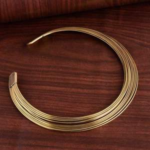 Collier ras du cou ouvert plaqué or martelé pour femme, en laiton, fait main, vente en gros, produit en vrac - Product Image 3