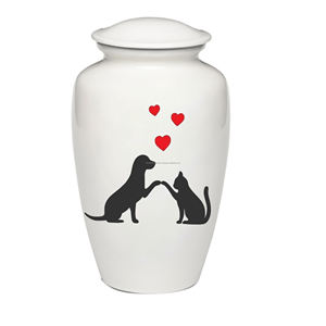 Funeral Memorial Pet Cremación Urna con logotipo de gato y perro de alta calidad Perro Metal Cremación Urna Precio de fábrica Blanco Brillante - Product Image 1