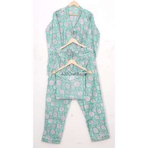 Conjunto de Pijama de Algodón con Estampado Floral para Mujer, Invierno, Mangas Largas, Cintura Elástica, Bolsillos, Tela Ligera para Playa o Descanso - Product Image 6