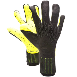 Gants de gardien de but de football en gros, doigts entiers, noir et jaune, en latex et polyester, antidérapants, respirants, séchage rapide, unisexe, pour le sport - Product Image 1
