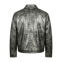 Veste en cuir de vachette véritable vieilli pour homme, style vintage, gris ciré, coupe oversize, décontractée, vente en gros, fabricant