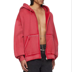 Oversized <b>Hoodie</b> Women Cotton Acid Wash Sun Faded <b>Vintage</b> Streetwear Heavyweight <b>Zip</b> <b>Up</b> Fleece Distressed Sun Faded <b>Hoodie</b> - Product Image 1