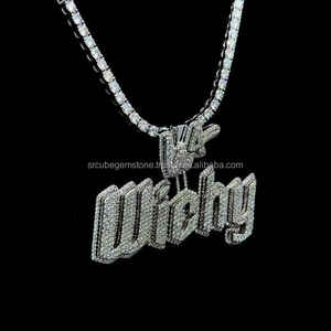 Gran oferta, colgante de mossanita de plata 925 personalizable, chapado en oro, pasa el probador de diamantes, estilo HipHop, nombre, letra, fianza, fiestas - Product Image 4