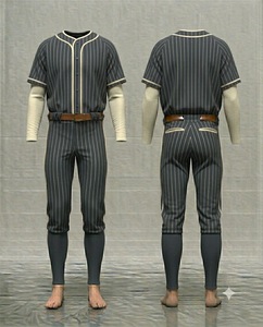 Ensemble uniforme de baseball pour homme, maillot rayé, pantalon coupe classique, manches courtes, fermeture boutonnée, ceinture, polyester, adulte, toutes saisons - Product Image 1