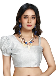 KV Unstitched Georgette <b>Blouse</b> Material Solid <b>Saree</b> - Product Image 5