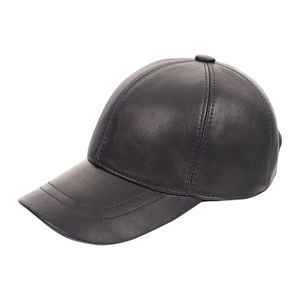 Casquette de baseball unisexe en cuir PU, 6 panneaux, couleur unie, ajustée, style décontracté pour adultes, à porter en toutes saisons - Product Image 1