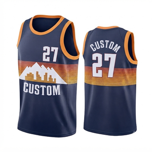 Maillot de basketball personnalisé, design sublimé, bleu marine, numéros d'équipe sur le devant, séchage rapide, respirant, en mesh, uniforme d'équipe, vêtements de sport - Product Image 1