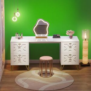 59 Inch White Modern Makeup <b>Vanity</b> <b>Desk</b> with 4 Drawers Simple Home Dressing Table Storage Without Mirror - Product Image 2