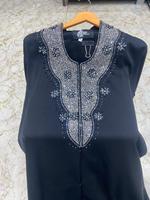Abaya noire en polyester brodée, légère, col rond, décontractée, élégante, à manches longues, longueur ras du sol, modeste, pour mariage