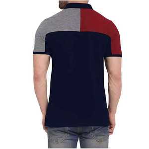 Polo de Manga Corta para Hombre, Tejido, con Bloques de Color, Estilo Casual, Azul Marino, Rojo, Gris, Diseño Sólido, Largo Regular - Product Image 2