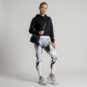 Leggings Deportivos Largos con Estampado Geométrico para Mujer, Cintura Alta, Elásticos, Transpirables, Compresivos, para Todas las Temporadas - Product Image 1