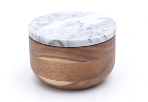 Premium Wooden Salt And Sugar Bowl With Marble Lid And Spoon Handmade <b>Herb</b> Spice Tool Durable Natural Finish Tabletop Accent - Product Image 4