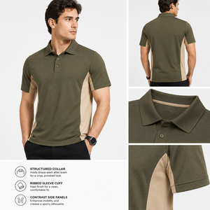Polo en coton interlock coupe ajustée avec col contrastant, étiquette tissée personnalisée, fournisseur en gros pour vêtements de cyclisme - Product Image 2