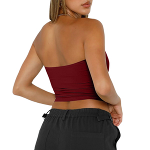 Haut tube tendance pour soirée branchée, style ajusté simple, nouveaux hauts tube personnalisés pour femmes, haut extensible sans bretelles, OEM - Product Image 2