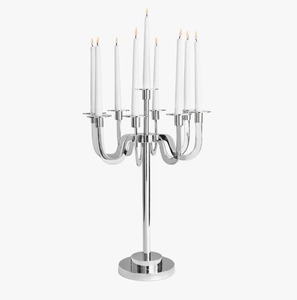 Stainless Steel Candelabra Five Arm Candle Holder Circular Base Home Decoration Durable Modern <b>Table</b> Centerpiece - Product Image 2