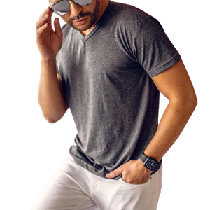 Men's Slim Fit <b>White</b> Cotton T-Shirt Short Sleeve O-Neck Casual Jersey Knitted Solid Color Blank Design - Product Image 6