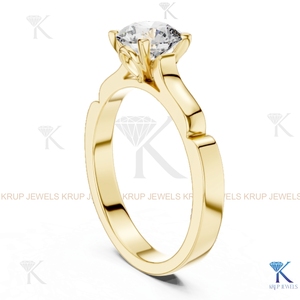 Anillo de compromiso solitario con diamante cultivado en laboratorio, corte redondo, E VVS2, certificado IGI, en oro macizo con engaste de corona, estilo filigrana vintage. - Product Image 4