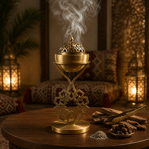 Brûleur d'encens arabe artisanal en laiton, Mabkhara en métal, encensoir de luxe pour Oud et charbon, décoration islamique, décoration festive pour Ramadan et Aïd - Product Image 3