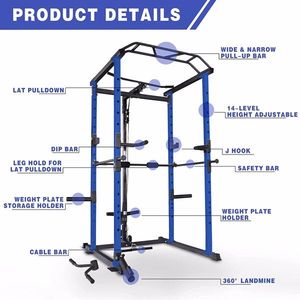 Home Gym Power <b>Cage</b> Multi-Functional Adjustable Pullup <b>Squat</b> Rack 1000Lbs Capacity Comprehensive Fitness Barbell Bench Rack - Product Image 4