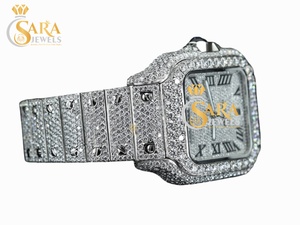 Montre en or rose sertie de diamants en moissanite de qualité supérieure, idéale pour les fêtes et les tenues professionnelles, disponible à prix d'exportation - Product Image 2