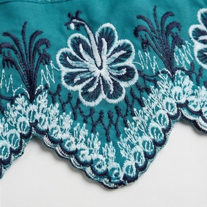 Jupe bohème pour femme, coupe trapèze, longueur genou, avec broderie florale faite à la main, taille élastique, tissu en mousseline - Product Image 6