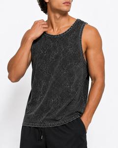 Débardeur sans manches col rond pour homme, boutonné sur le devant, tricoté, décontracté, finition délavée, écologique, séchage rapide, respirant, style sportif - Product Image 1
