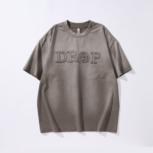 Nouveau T-shirt Vintage Ample en Coton Lourd 230 g/m² pour Homme, Broderie Personnalisée, Style Rétro, Coupe Oversize - Product Image 5