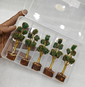 Cristales al por Mayor, Piedra Natural, Jade Verde, Piedra en Bruto, Juego de Árbol de Bebé, Piedras Preciosas Talladas, Caja de Cristales de Árbol de Bebé, Juego de 5 Piezas - Product Image 1