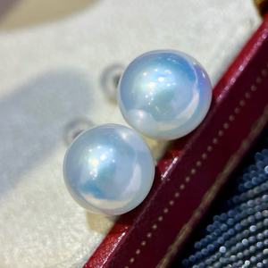 Pendientes de Plata de Ley S925 con Perlas Naturales de 10-9 mm, Redondas, con Micro Imperfecciones, Modernos y Personalizados, Combinan con Todo - Product Image 1