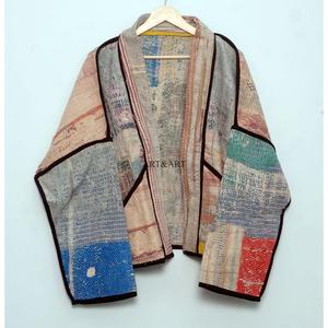 Chaqueta Kantha Vintage Hecha a Mano para Mujer, Reversible, con Parches, Acolchada, Bordada, Ecológica, Estilo Indio Retro - Product Image 6