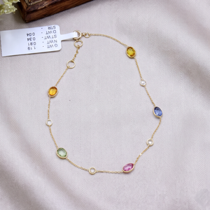 Pulsera de Cadena con Diamantes y Zafiros Naturales Multicolor Certificados por IGI en Oro Amarillo de 18k, Joyería de Moda Memoria, Regalo Hecho a Mano para Mujer - Product Image 6