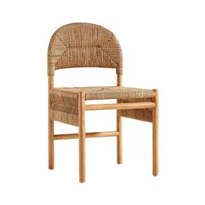 เก้าอี้ทานข้าวไม้สักแท้พร้อมหวายถักแบบธรรมชาติ สำหรับใช้ภายในและภายนอกบ้าน สไตล์โมเดิร์น เหมาะสำหรับบ้านพักตากอากาศ - Product Image 1