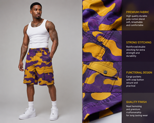 Shorts cargo pour hommes Omega pour fraternités et sororités, respirants, imperméables, écologiques, à séchage rapide, taille mi-haute élastique - Product Image 5