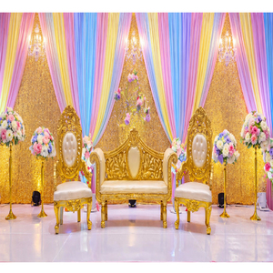 Ensemble de canapés de scène de style impérial pour cérémonie de fiançailles, canapé en bois luxueux style couronne pour décoration de réception, ensemble de canapés de scène style Maharaja - Product Image 1