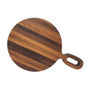 Tabla de cortar decorativa de madera de nogal de alta calidad, tabla redonda para servir pizza con asa para queso en la cocina - Product Image 6