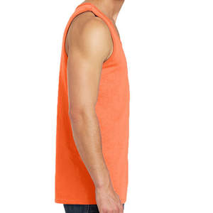 Débardeurs de sport pour hommes, couleur orange unie, extensibles, respirants, en tricot, décontractés, séchage rapide, très demandés. - Product Image 5